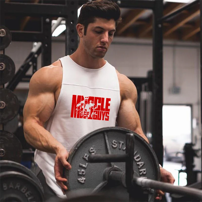 

New Fashion Sport Fitness Singlet Sleeveless Shirt Tank Top Men Cotton Muscle Guys Brand Vest Gym Clothing Bodybuilding Tank Top