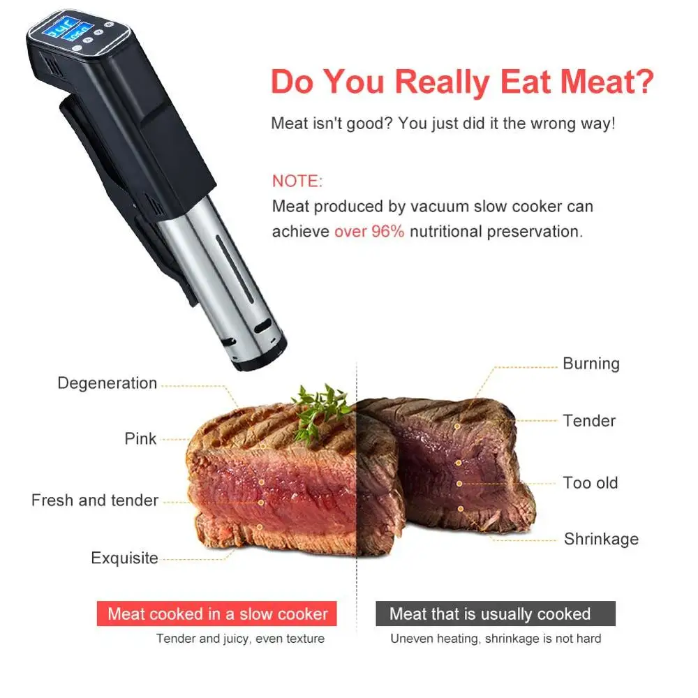 IPX7 Водонепроницаемая вакуумная Мультиварка Sous Vide циркулятор погружения с ЖК