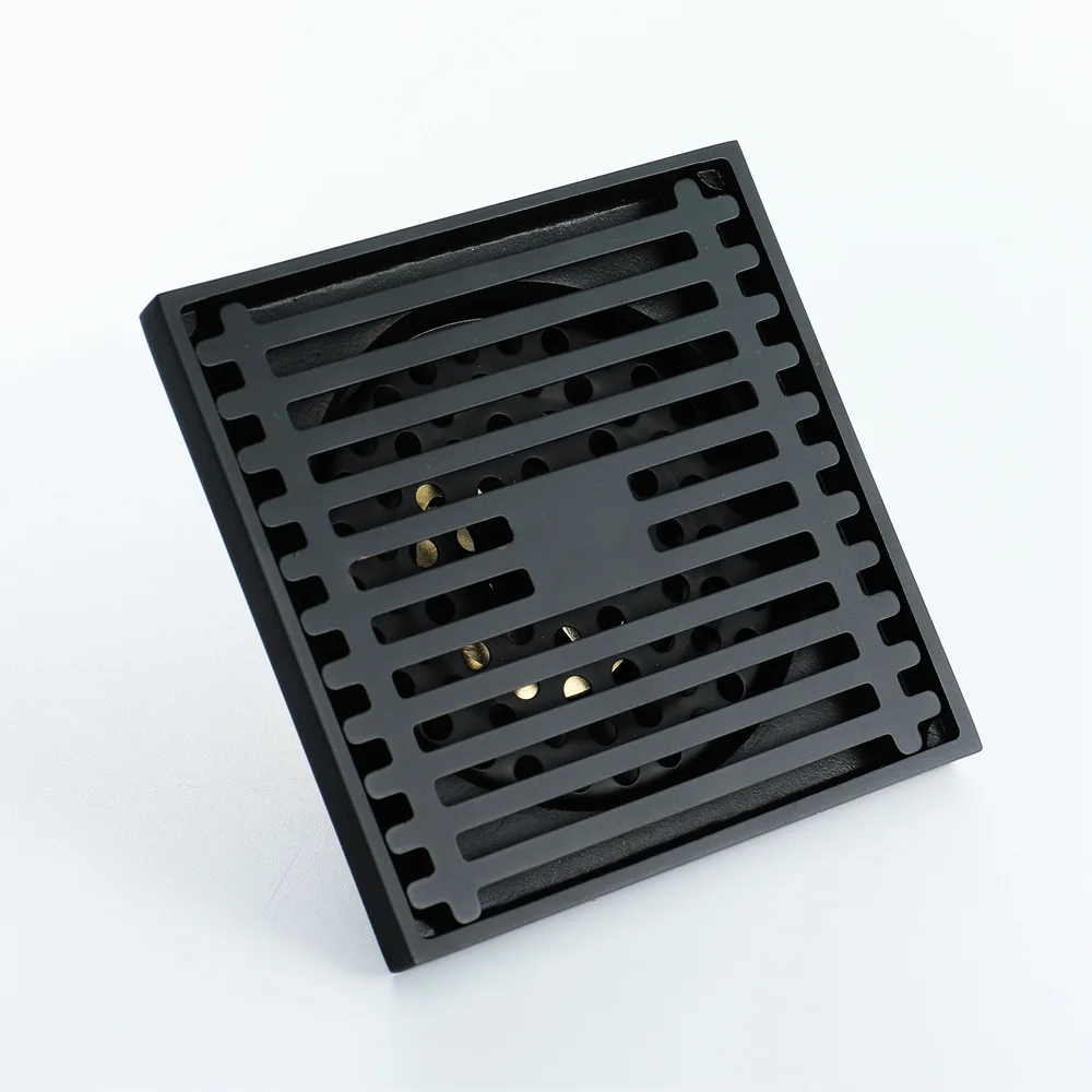 Квадратный матовый черный Слив для кухни твердая латунь слив душа 4-дюймовый в