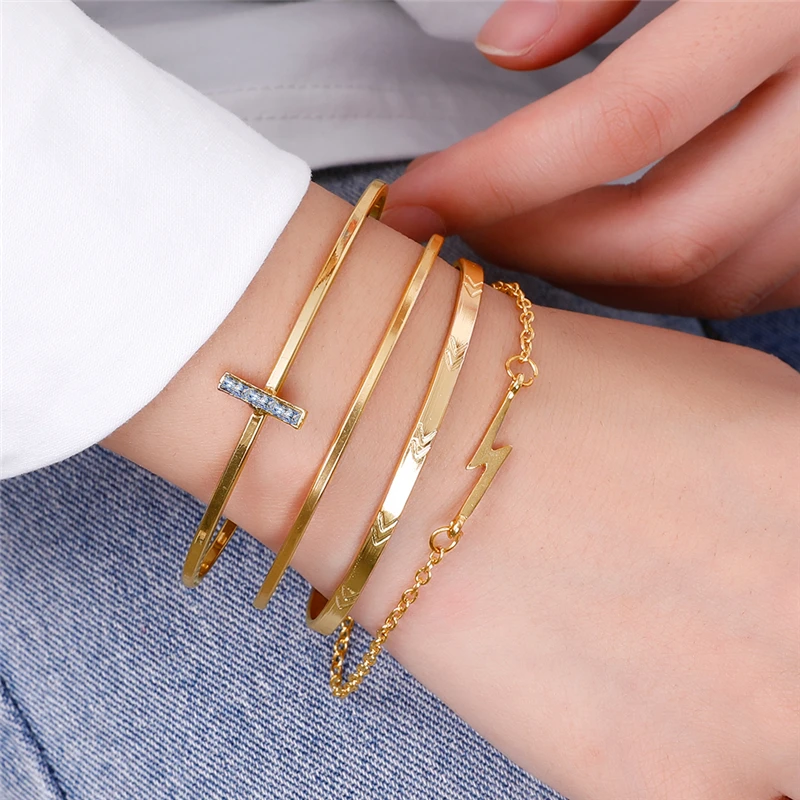 Новинка 2020 Женский Открытый браслет из медного сплава модный с цирконием