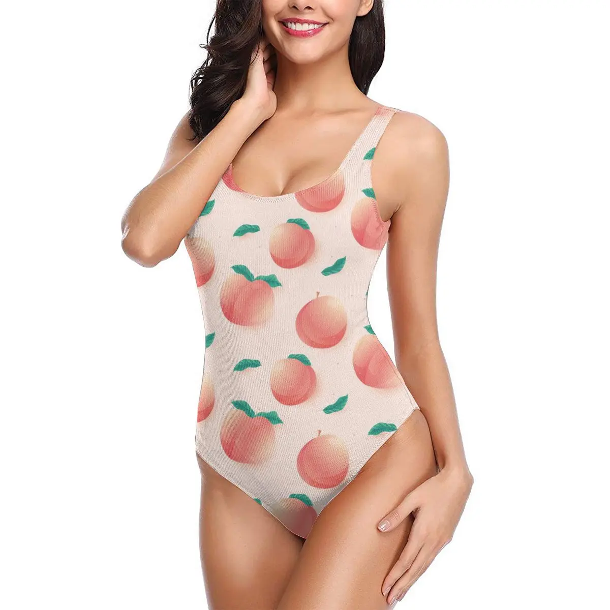 

2021 Sexy Swimsuit Women Push Up One Piece Swimsuit Gradient Peach Swimwear Female Bodysuit Monokini