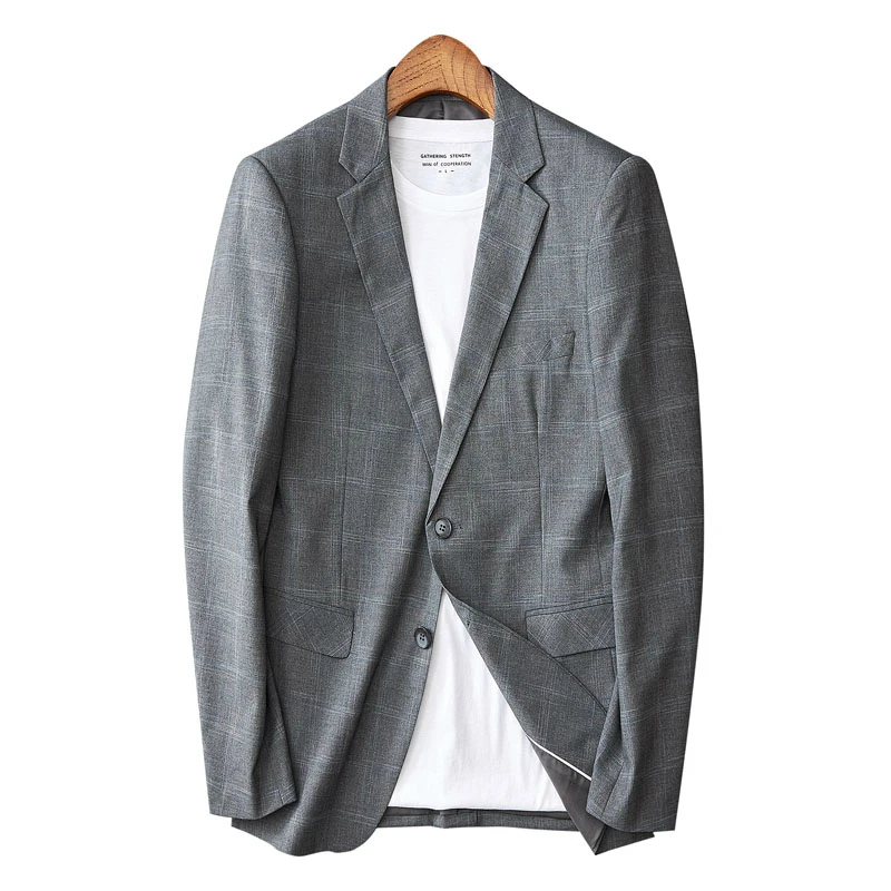 

Блейзер Мужской, в клетку, формальный пиджак, стильный мужской повседневный приталенный пиджак на одной пуговице, S-3XL