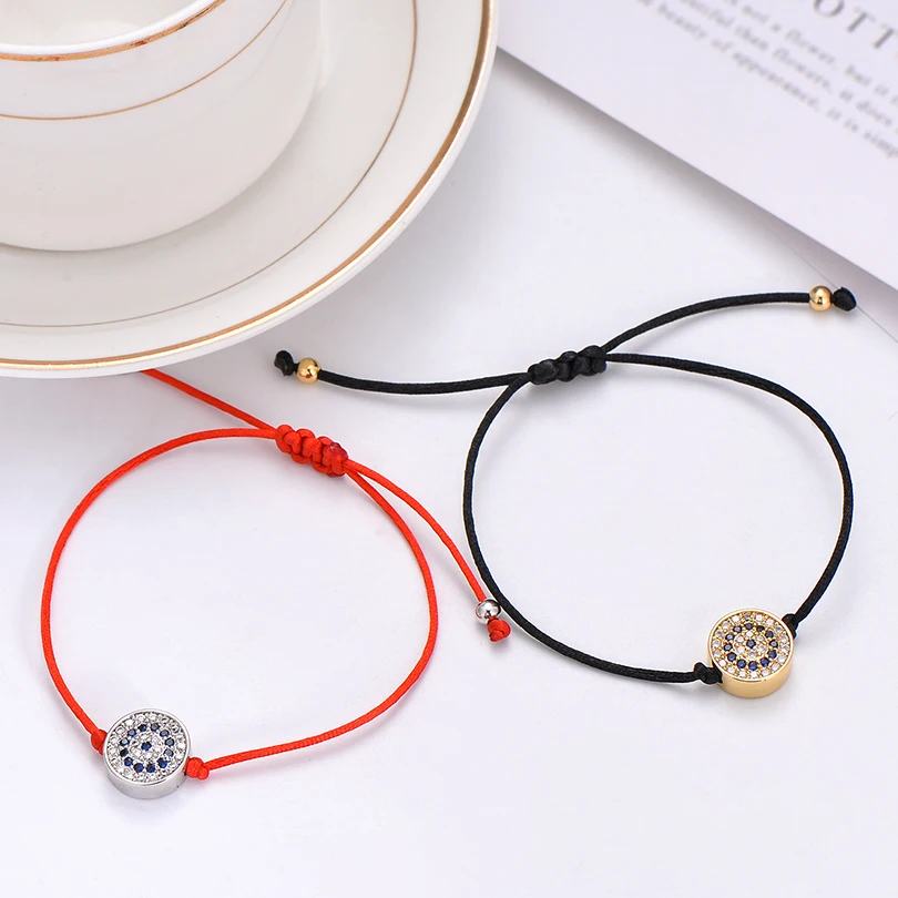 Pipitree Модный 12 мм Круглый CZ браслет evil eye регулируемые черные красные браслеты для женщин и мужчин брендовые ювелирные изделия подарок