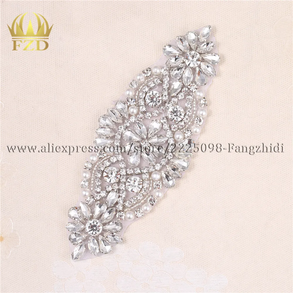 1 шт. Свадебная пришивная персиковая кристаллическая аппликация Стразы