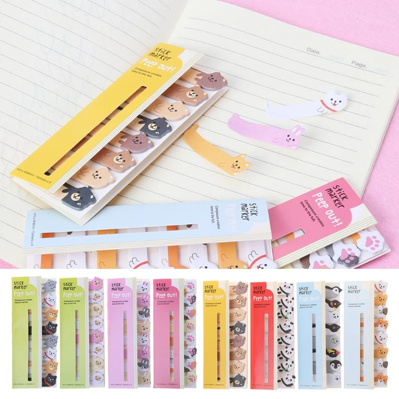 

Cartoon Animal Sticky Note Sticker Memo Pads Bookmark Message Stationery M17F
