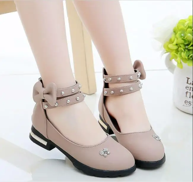 Новинка Весенняя детская обувь Осенняя кожаная принцессы для девочек бант