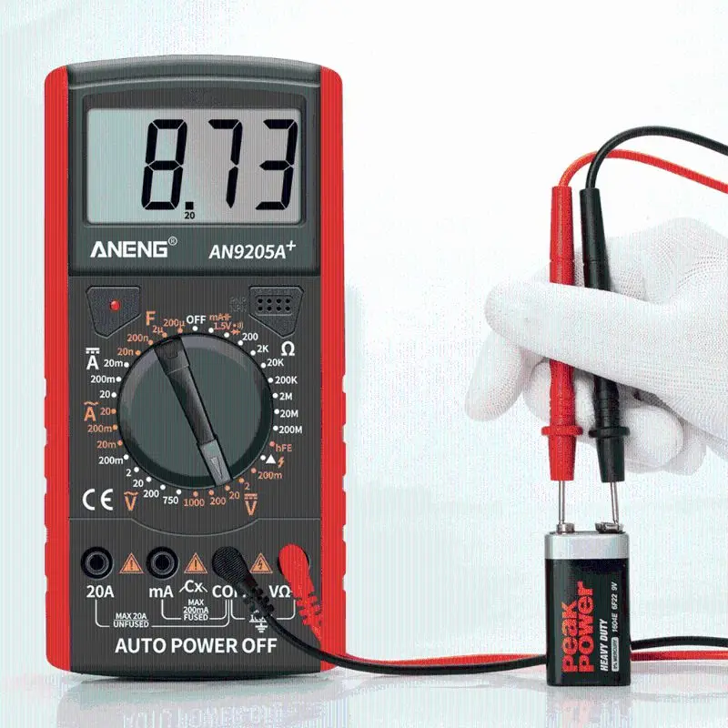 

Digital Multimeter AC/DC Voltmeter Ammeter Resistance Tester Capacitance Diode Multimetro Shockproof Anti-burn AN9205A+