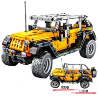 601pcs yellow pull back sports car model off road vehicle building blocks city technical car enlighten bricks toys for boys gift