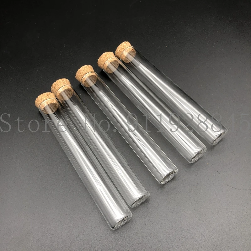 Лабораторные пробирки из стекла толщиной 13 Х100 мм с плоским дном и пробковыми