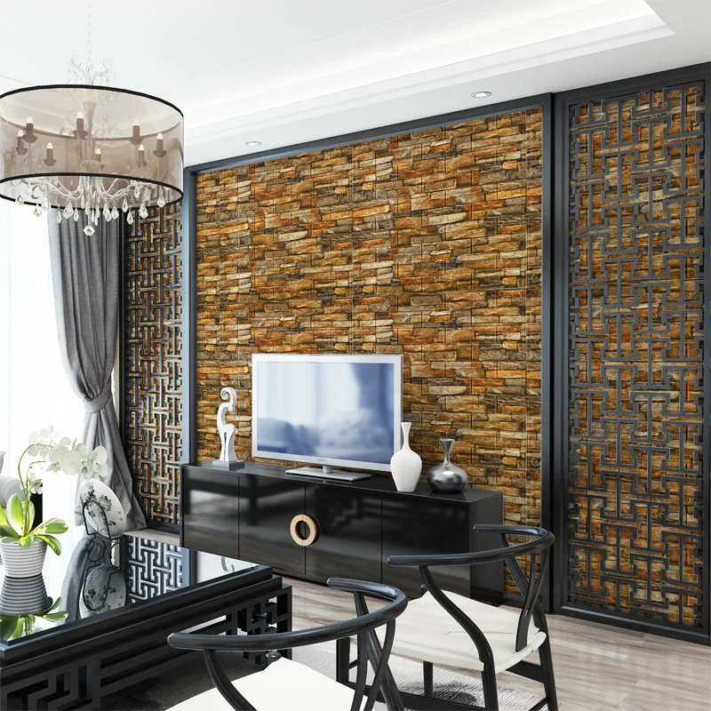 

Retro Nostalgic 3D Wall Stickers Foam Brick Pattern Wallpaper Self-Adhesive Store Decorative Stickers TV Background Wallpaper
