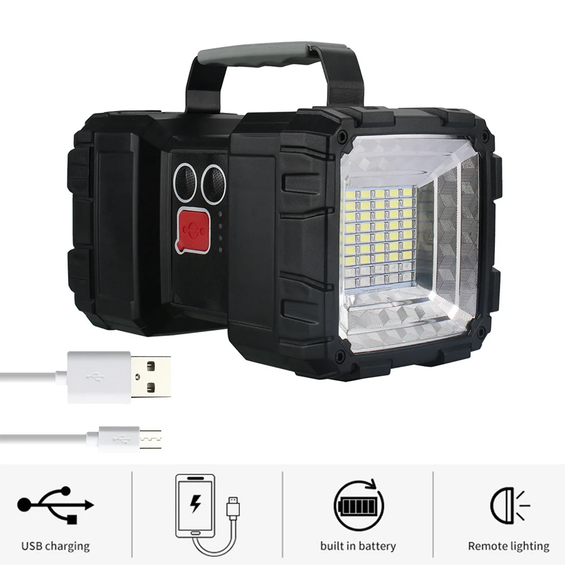 

Super Bright LED Rechargeable Handheld Flashlight Double Head Searchlight Work Light Spotlight Floodling XHP70.2 High Quality