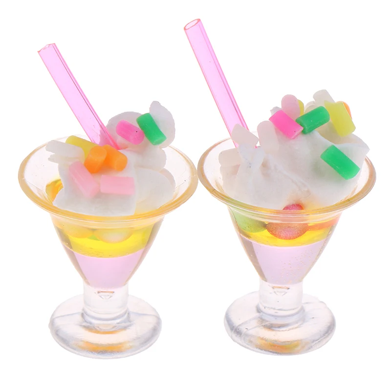 

1pc Dollhouse Miniature Drink Ice Cream Cups Model Pretend Play Mini Food Fit Play House Toy Doll Accessories