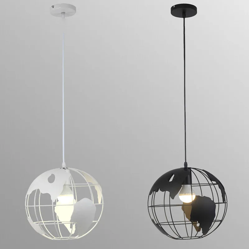 Винтажная Подвесная лампа в виде глобуса железный светодиодный абажур клетки