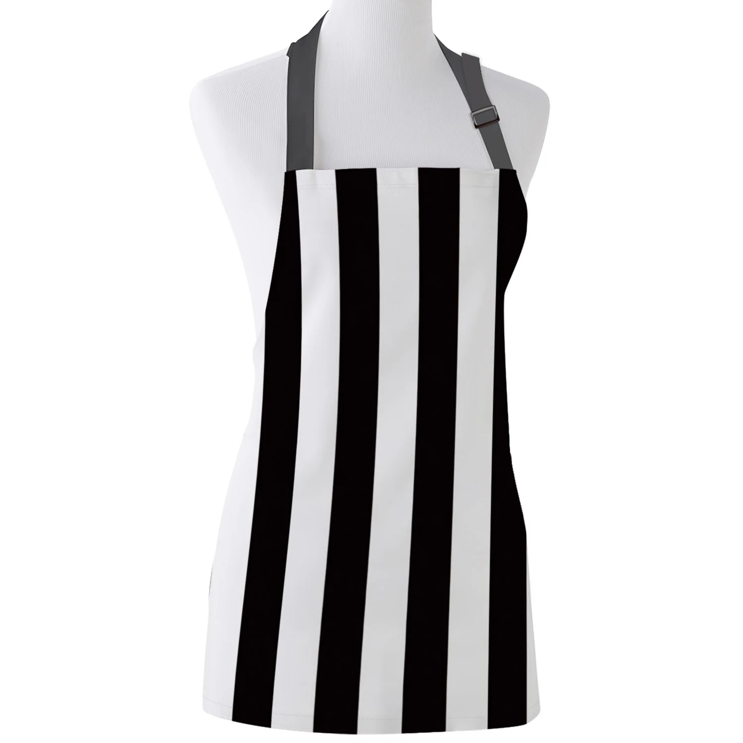Простой черный и белый в полоску напечатанные кухонные фартуки Прочный