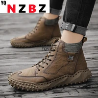 brand winter mens boots snow plush warm mens snow boots leather waterproof mens ankle boots soft outdoor mens shoes hot sale