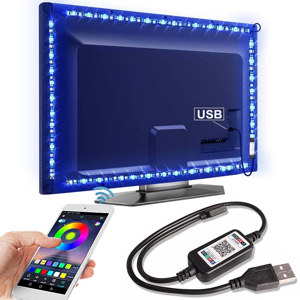 Светодиодный Светильник-ночник для детей, USB, Светодиодная лента, RGB, ночная лампа для спальни, шкафа, лестницы, светильник s 5V 5050, 5 M, 3 M, 4 M, ТВ, тыловая подсветка