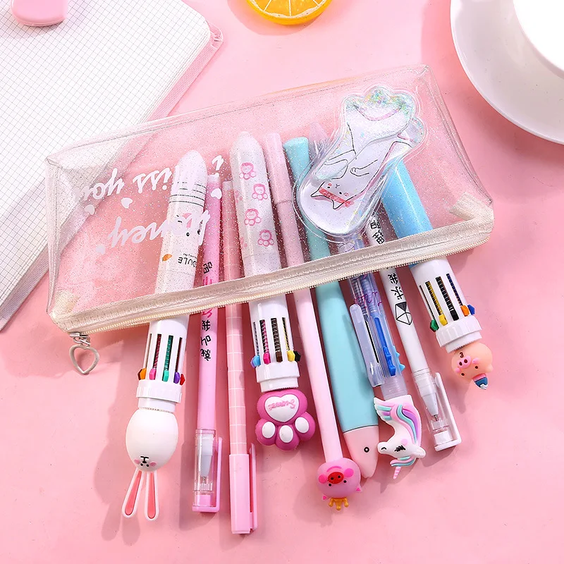 Прозрачный чехол карандаш из ПВХ с милым когтем кота сумка для канцелярских