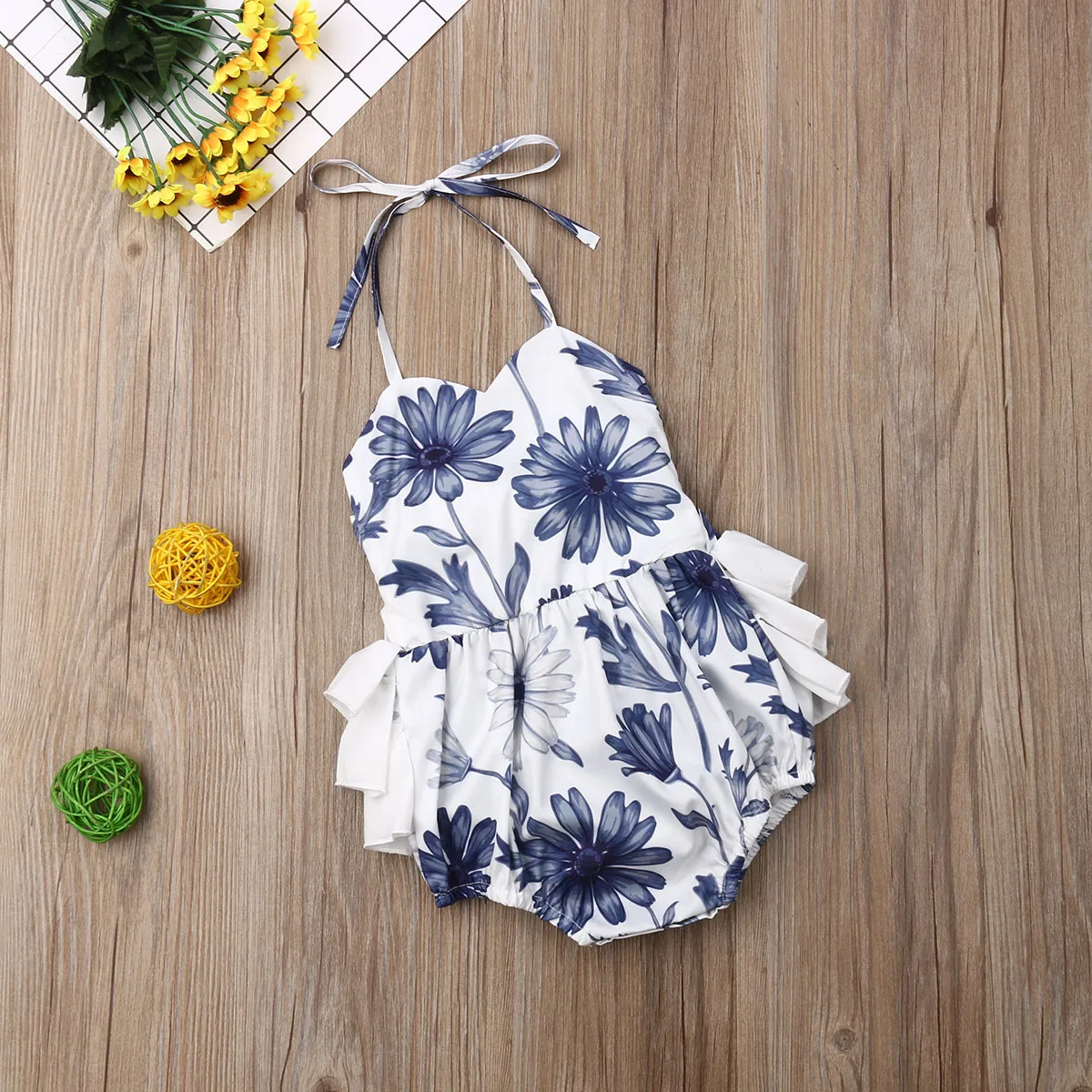

0-24M Newborn Baby Girl Clothes Floral Romper Jumpsuit Summer Sleeveless Strap Ruffles Romper Outfit Sunsuit One-pieces