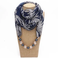 womens scarf handkerchief viscose hijab jewelry necklace resin beads pendant scarves bohemia head scarf