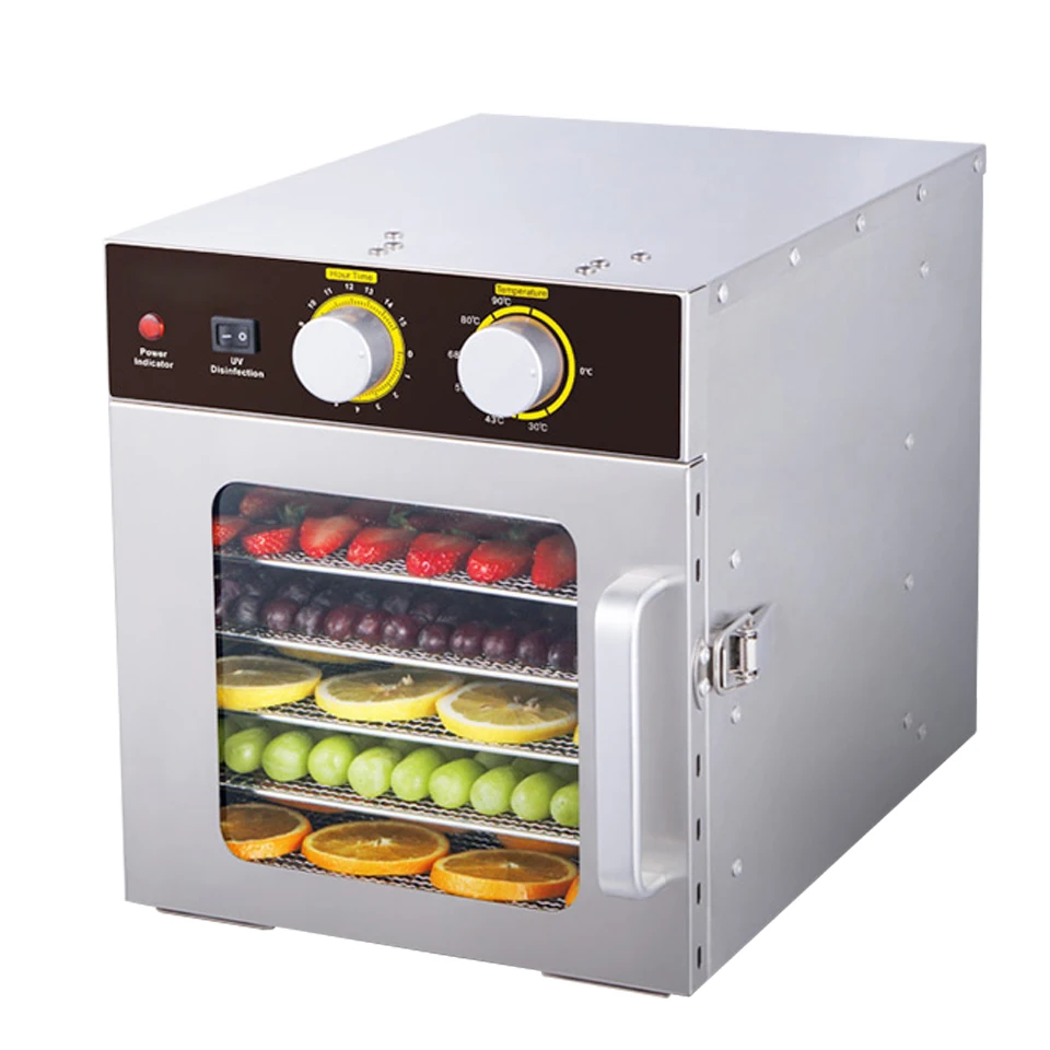 

ST04 Electric Food Dryer Fruits Dehydrator Machine 220V 110V Food Dehydrator Stainless Steel 6 Trays with timer temp. control