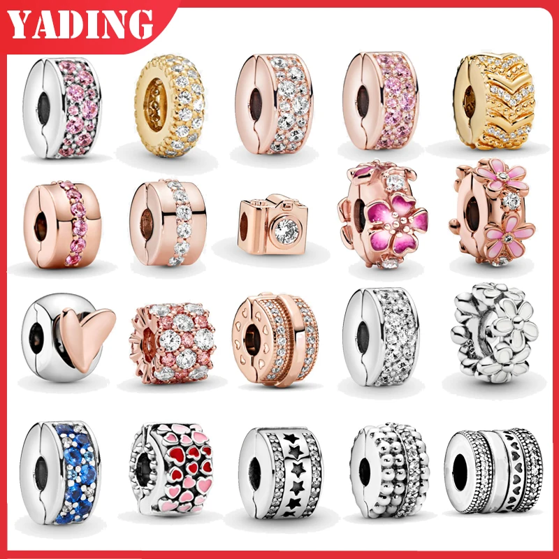 

New Sale high quality 925 Sterling Silver Rose gold clasp Charms Beads Fit Original Pandora Bracelets DIY Jewelry Making Gift