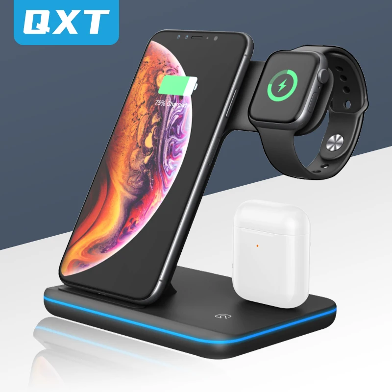 

Fast Wireless Charger For iPhone 12 11 XR 15W Apple Watch Chargers 3in1 Qi Huawei Charging Dock Station Apple for Airpods iWatch