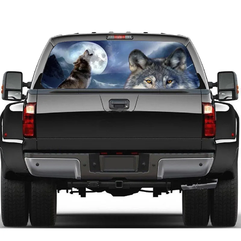 

Wolf for Truck Jeep Suv Pickup 3D Rear Windshield Decal Sticker Decor Rear Window Glass Poster 57.9 x 18.1 Inch A105