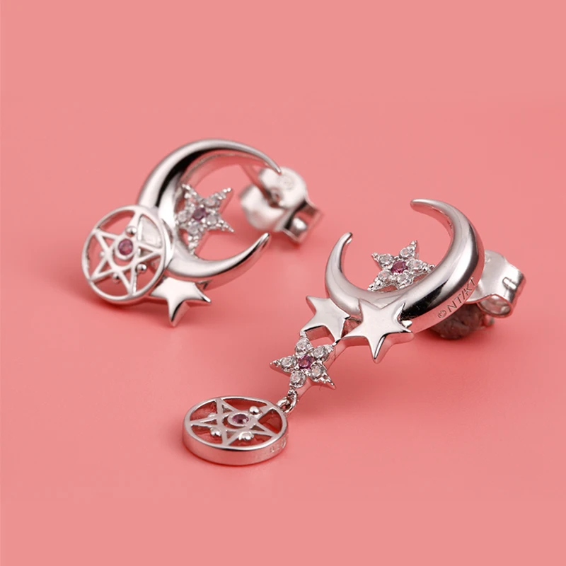 Лицензированная Сейлор Mon 925 пробы серебристый неправильной формы серьги Earstuds