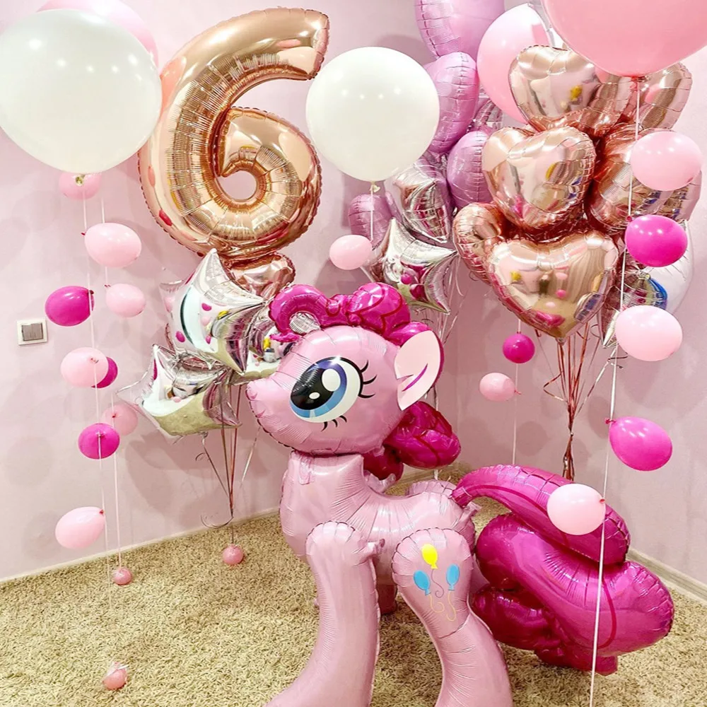 Новинка розовый гелиевый штатив в виде пони детские игрушки украшения для