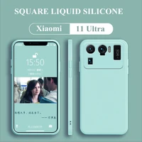 luxury square original liquid silicone case for xiaomi mi 11 lite mi 11 mi 11 pro mi 11 ultra lens protection soft back cover