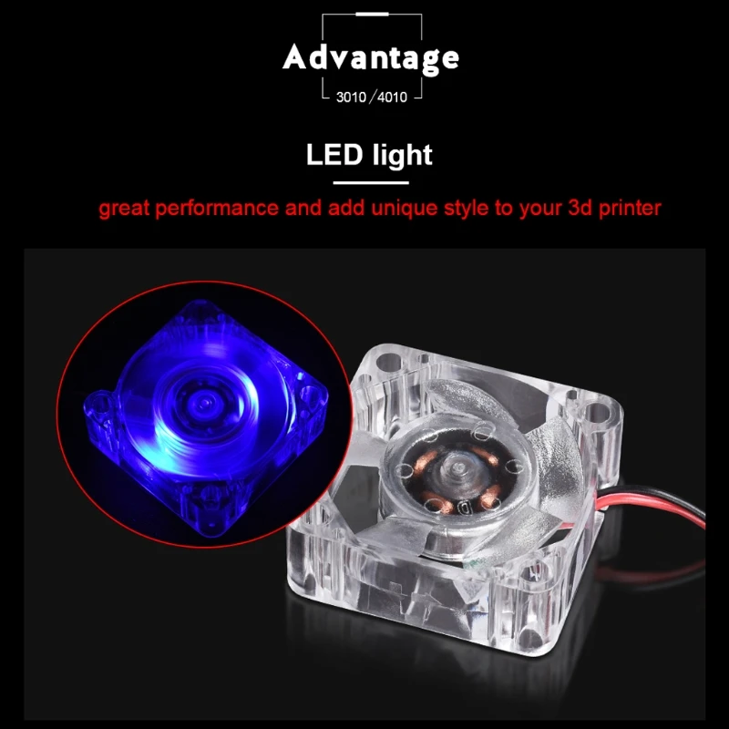 

2510 3010 4010 Cooling Fan LED Fan 12V 24V Silent Luminous Hydraulic Bearing Fan Quiet Cooler heatsink 3D Printer Parts X6HA