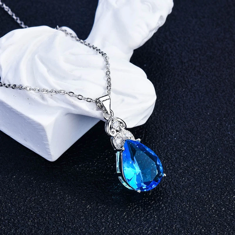 

Fine Jewelry Classic Water Drop Pendant Necklace Inlay AAA Cubic Zircon Women's Wedding Engagement Luxury Chain Anniversary Gift