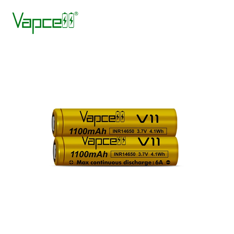 Free shipping Vapcell original INR 14650 1100mah 6A flat / button top lithium 3.7V battery for Flashlight/power tools batteries |