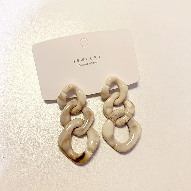 

French Style Dangle Drop Earrings Fashion Retro Acetate Acrylic Geometric Chain Earrings for Women