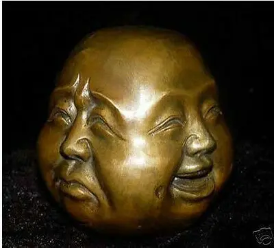 Классическая Ручная работа супертибетский Племенной выражение 4 медное лицо