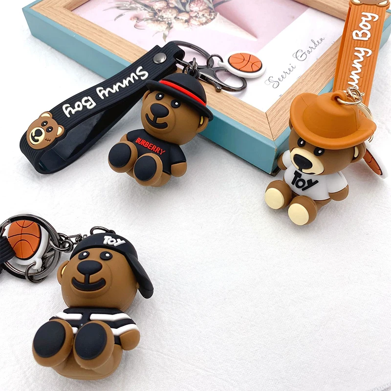 

Key Chain PVC Teddy Bear Car Bag Doll Keyring Boutique Trend Student Couple Decoration 2022 New Year