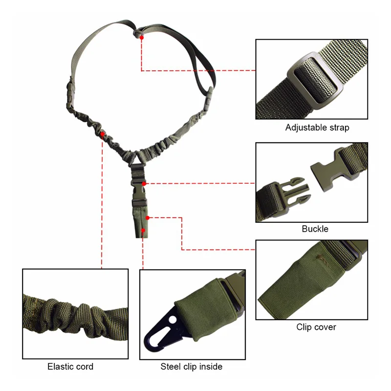 Регулируемый ремень одноточечный 1000D сверхмощный монтажный для Банджи комплект