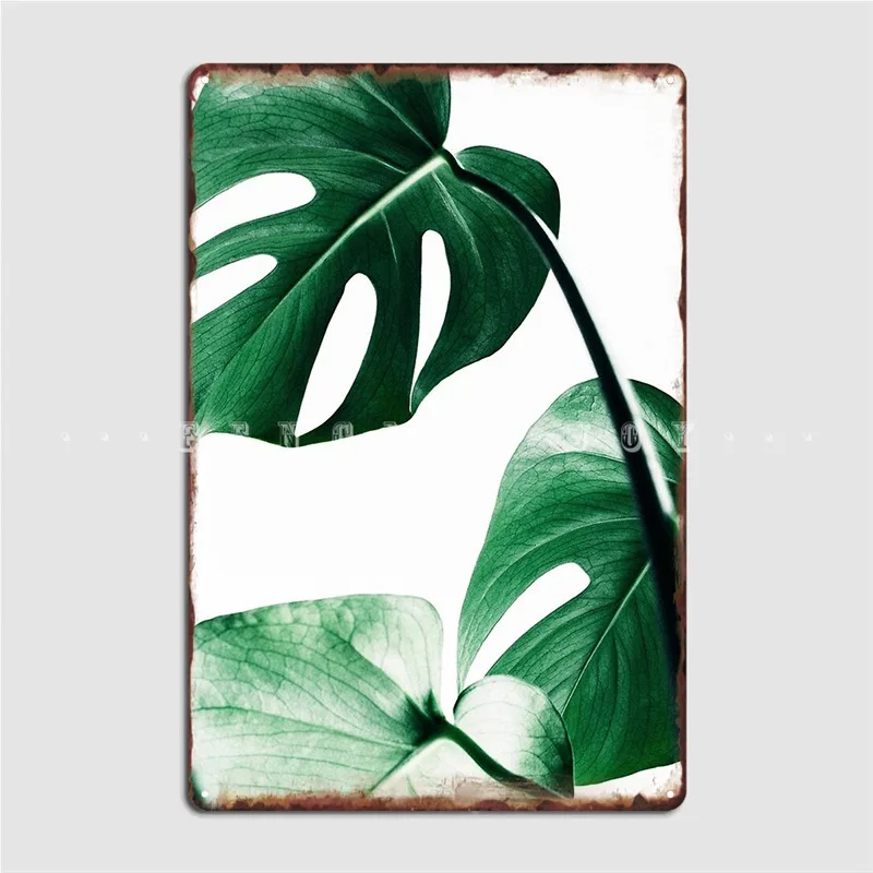 

Monstera Leaves Tropical Leaves Green Leaves Leaf Modern Metal Plaque Poster Cinema Kitchen Club Bar Wall Decor Tin Sign Poster