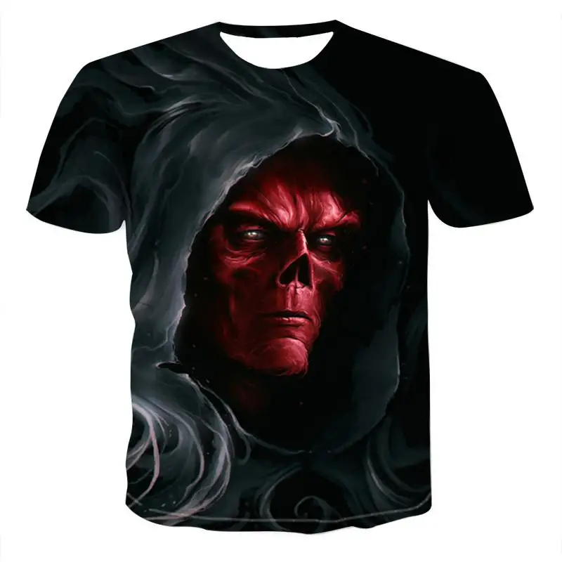 

2020 Mens Skull T shirts punk style skull 3Dt- shirts Men Tops Hip hop 3d print skull punisher T-shirt