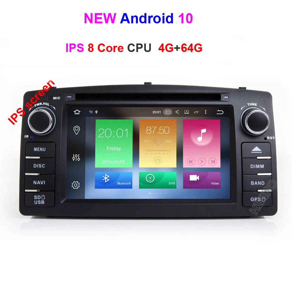 DSP 2 din Android 10 автомобильный dvd мультимедийный плеер gps Авторадио для TOYOTA Corolla E120 e 120 BYD F3 Автомобильный Радио стерео wifi - Цвет: Octa Core 4G 64G