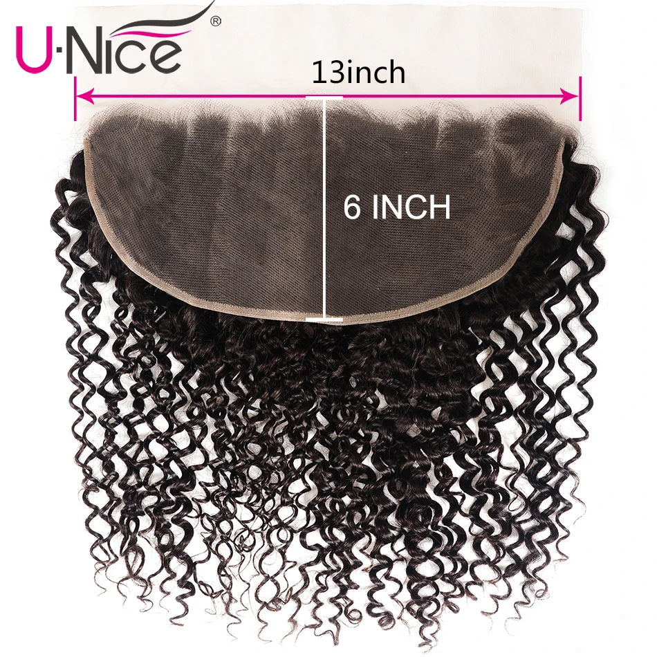Волосы UNICE 13*6 бразильские кудрявые волосы с фронтальным закрытием для ушей и 100%