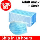 В наличии! 10-200 шт. одноразовые маски для лица, рта, пылезащитные капсулы для рта, 3-слойная дышащая гигиеническая маска из мелтблауна
