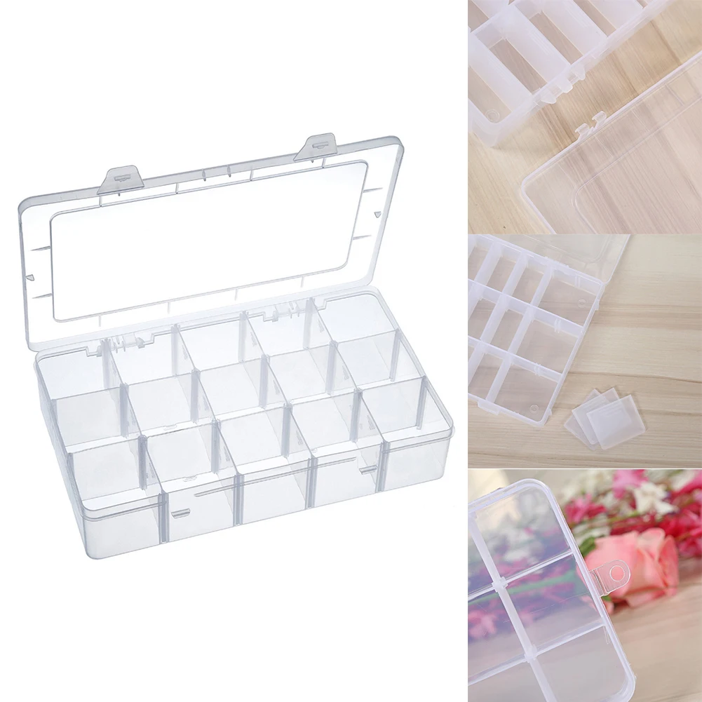 

Detachable Plastic Storage Box 15 Grids Jewelry Bead Screw Organizer Container Home Storage Organization Storage Boxes