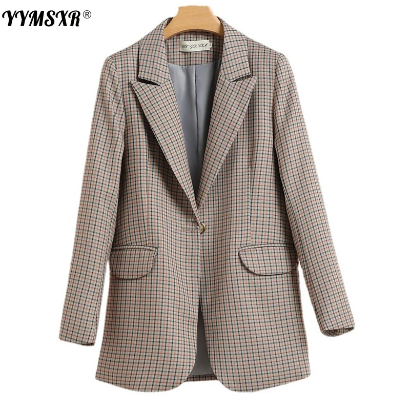

YYMSXR High-quality Plaid Small Suit Jacket Women 2021 New Spring and Autumn Women's Slim Casual Fashion Retro Blazer Female