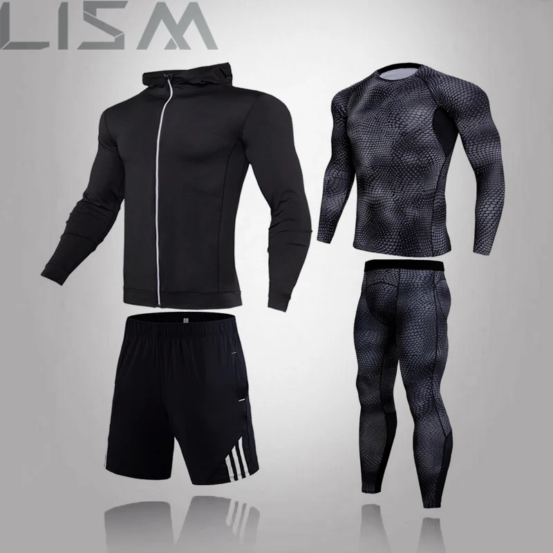 

Men's Winter Thermal Underwear 4-Piece Set Men's Snakeskin Suit Long John Suit Tights Winter Compression Underwear Quick-Drying