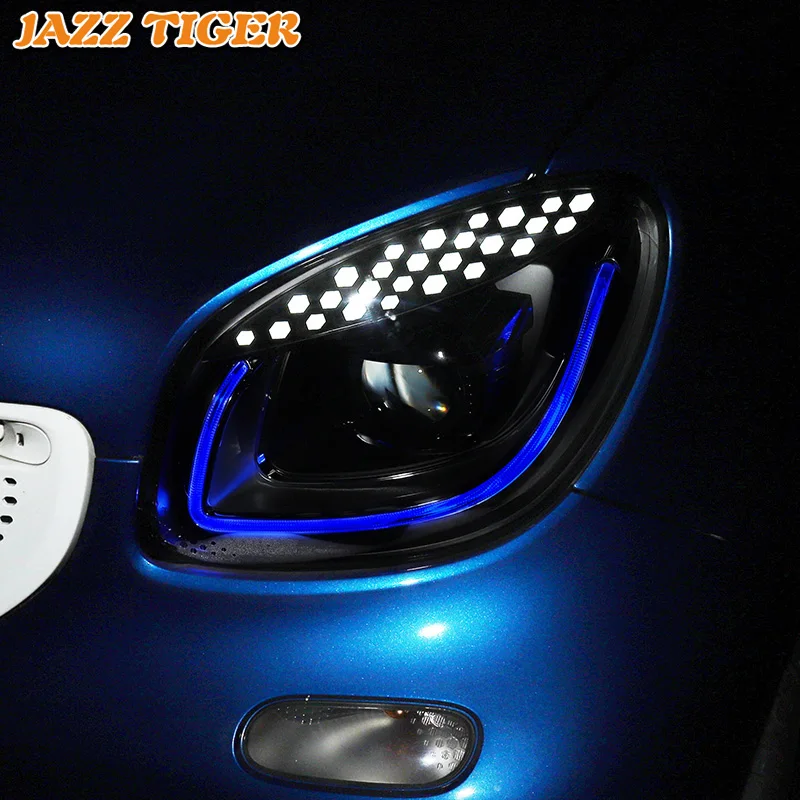 

JAZZ TIGER Car Styling LED DRL Start Blue Head Lamp Assembly LED Headlight For Mercedes-Benz Smart Fortwo 2015 2016 2017 2018