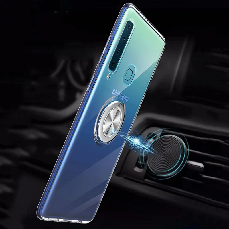 Кронштейн чехол s для samsung Galaxy A9 Pro роскошный Магнитный Автомобильный держатель Подставка прозрачный силиконовый чехол для samsung A9 Pro чехол
