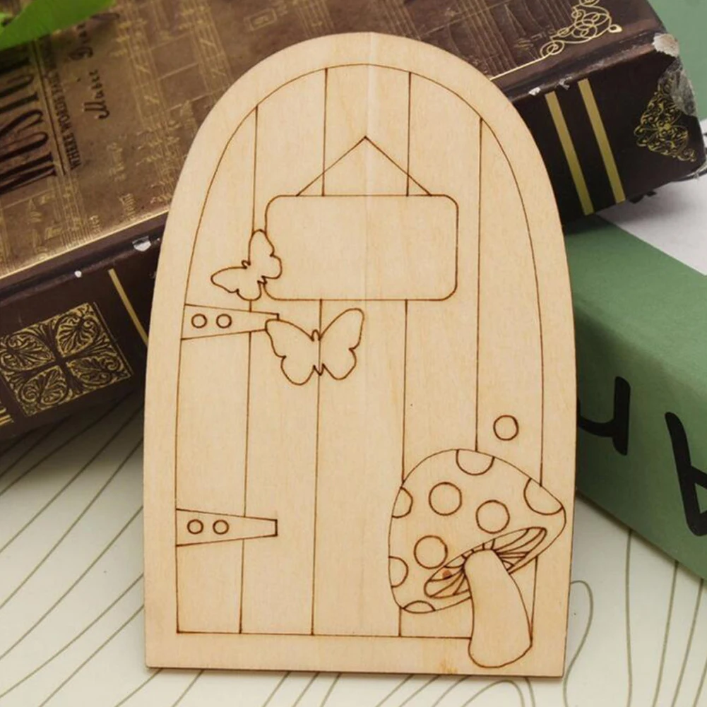

Mini Cut Wooden Fairy Elf Doors Unpainted 10cm Tall DIY Wooden Fairy Elf Door Craft Garden Decor Dollhouse Accessories Gift
