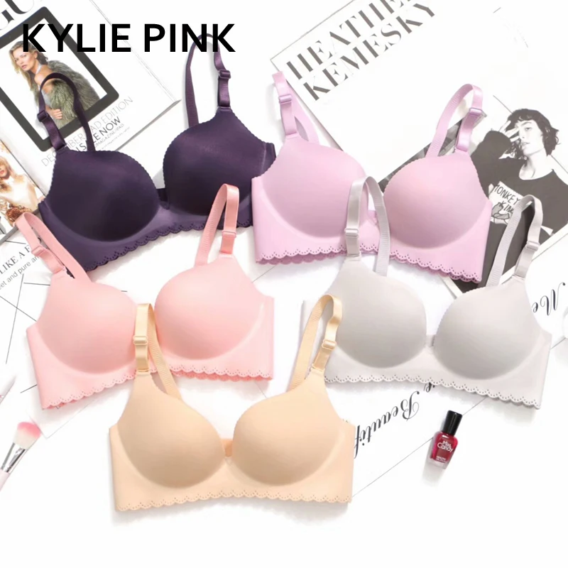 KYLIE, розовый сексуальный женский цельный бюстгальтер, глубокий u-образный пуш-ап, регулируемое нижнее белье, бесшовный бюстгальтер, без косточек, женское нижнее белье