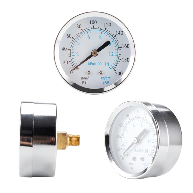 

K1KA 0-200psi / 0-14bar Dual Scale Metal Manometer Pressure Gauge Meter NPT 1/8" Thread Water Air Oil Dial Pressure Meter